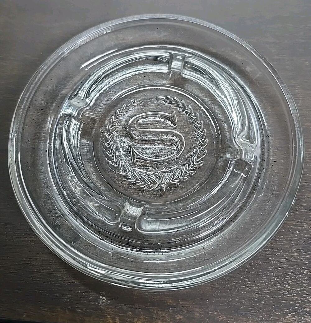 Vintage Classic 5" Round Clear Glass Sheraton Hotel Ashtray with Double Rim